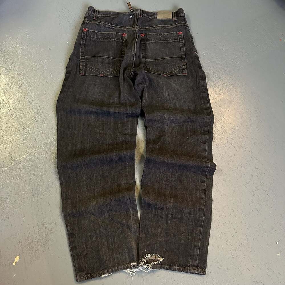 Vintage Y2K Royal Blue Jeans Black Baggy Denim with Red